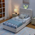 Upholstered Bed With Oversized Rabbit Ear Headboard, LED Lights & 4 Storage Drawers