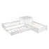 L Shaped Platform Bed With Trundle And Drawers Linked With Built In Desk