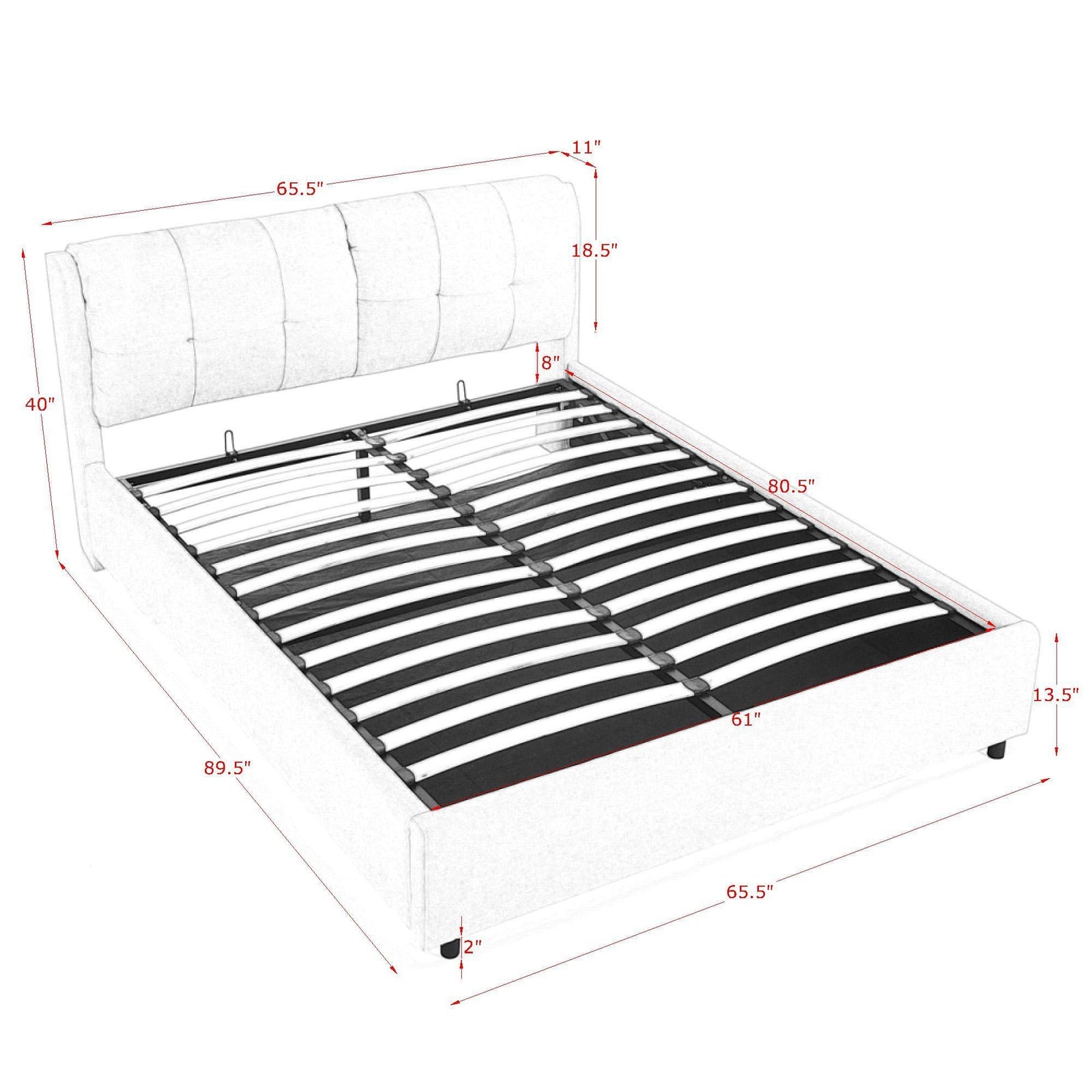 Storage Upholstered Hydraulic Platform Bed With Integrated Headboard