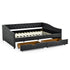 Upholstered Tufted Daybed With 2 Drawers, Waved Arms