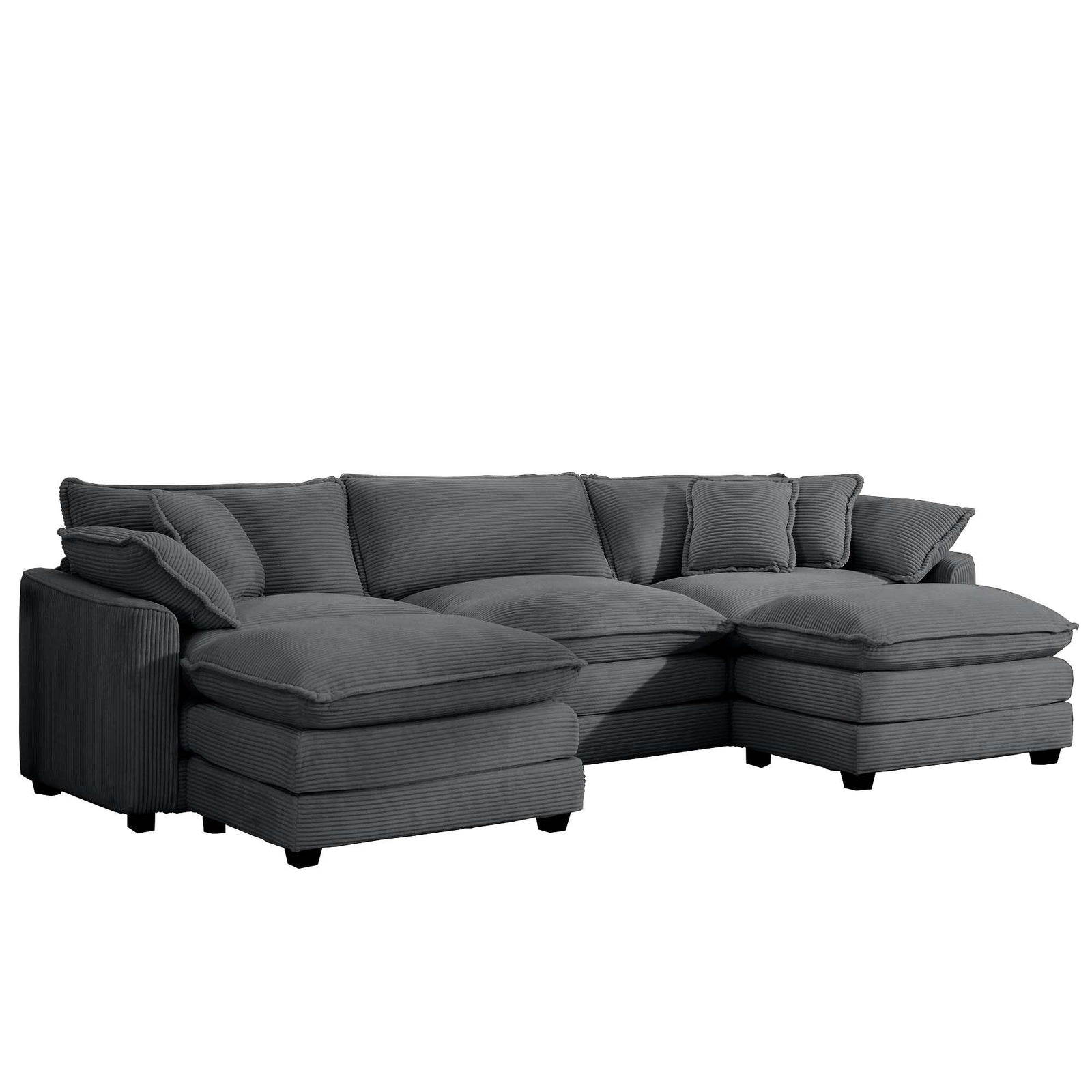 Modern Oversized Modular Cushion Sofa With Ottoman, Low Back, Deep Seating Sofa Set