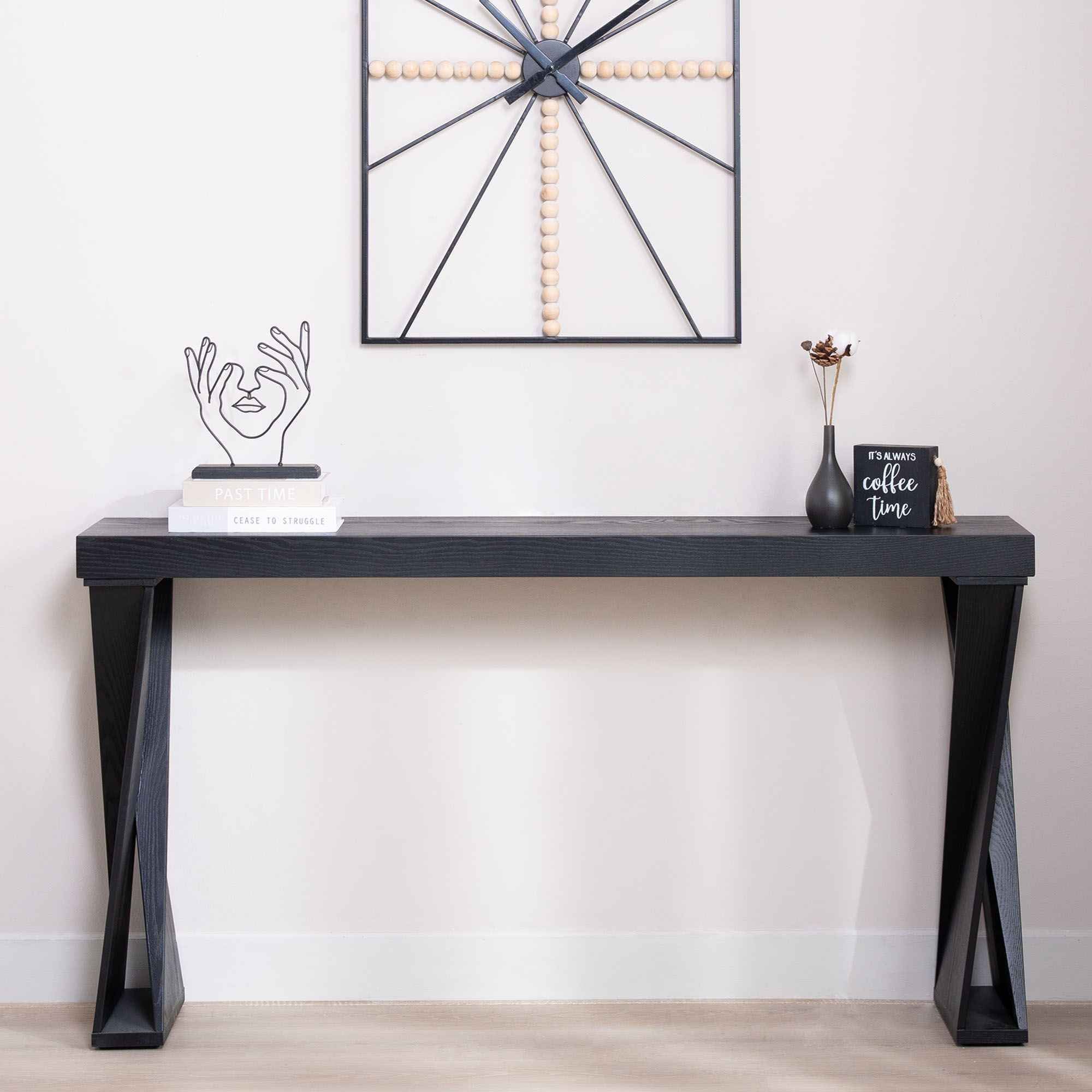 Console Table With Crossed Legs For Hallway - Black
