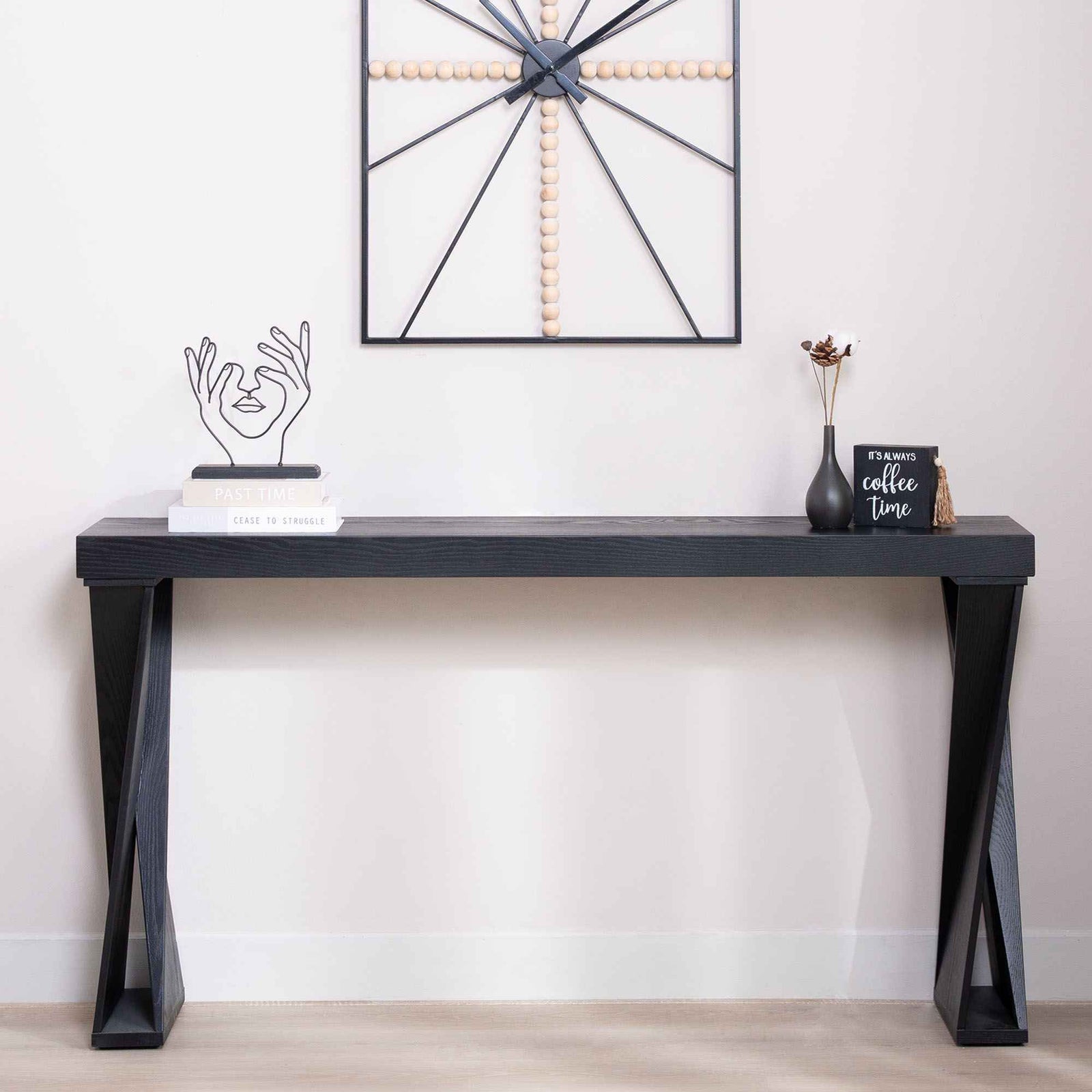 Console Table With Crossed Legs For Hallway - Black