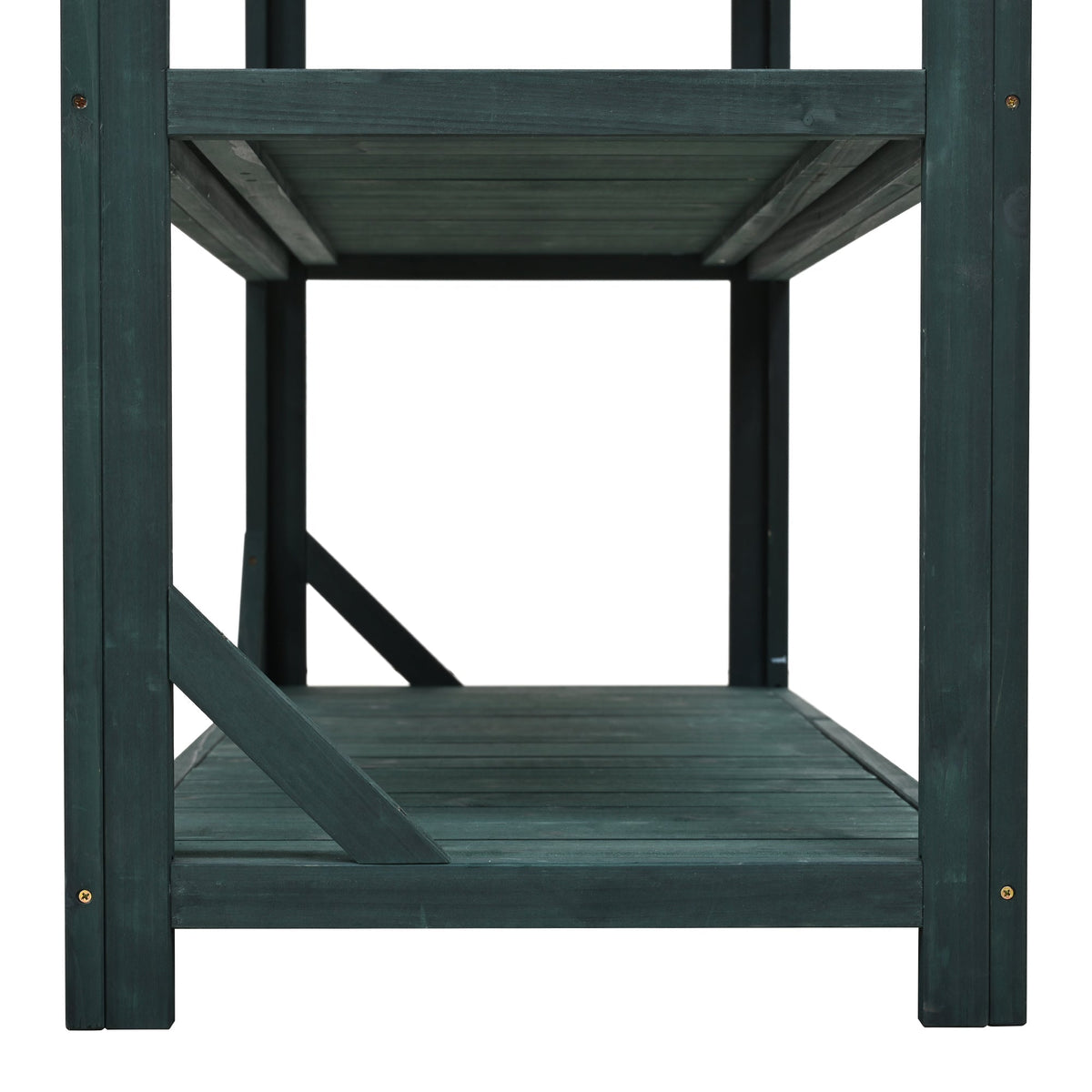 Large Wooden Farmhouse Potting Bench Table with 4 Shelves - Rustic Fir Wood