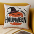 Embroidered Halloween Pumpkin Accent Pillow with Festive Detailing - Neutral