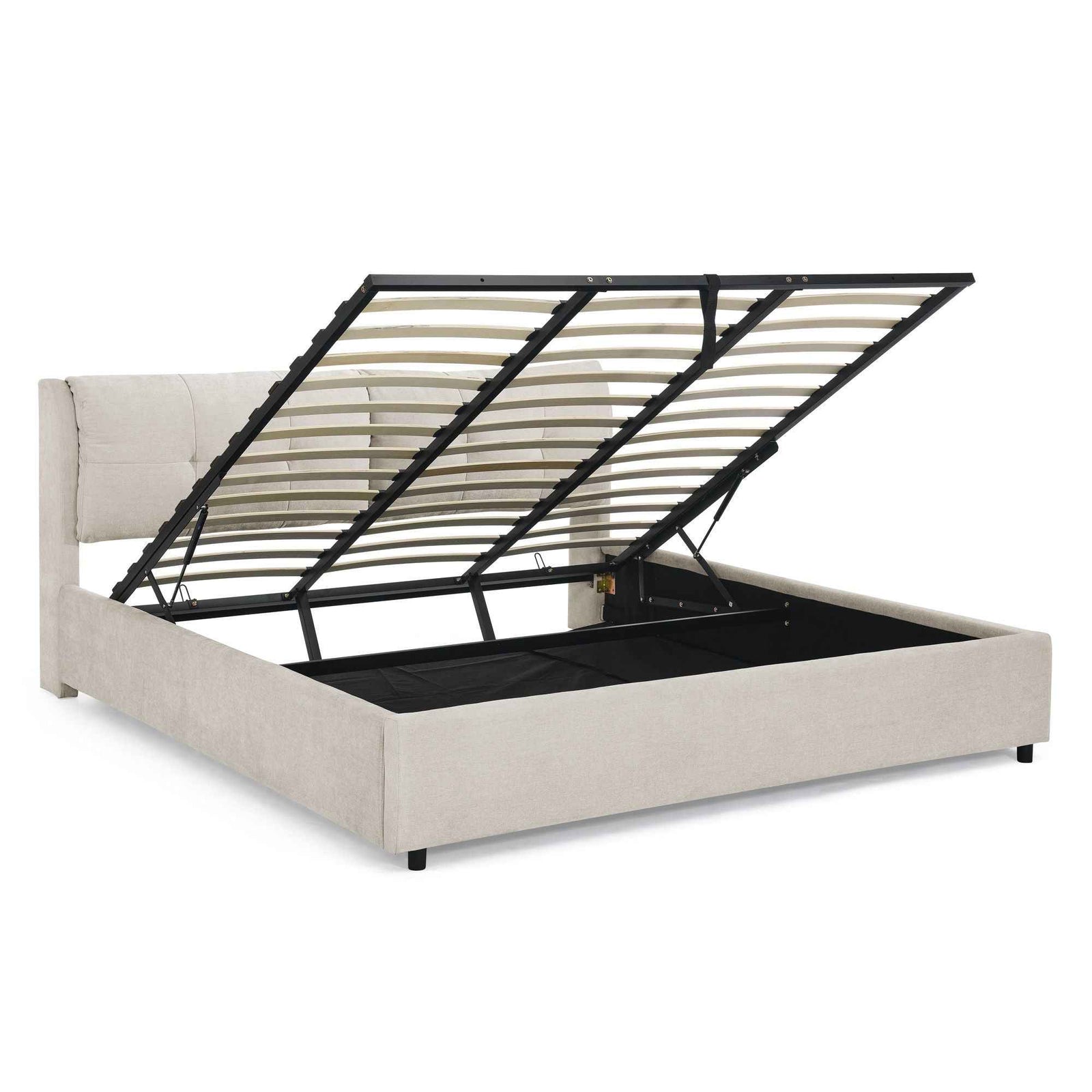 Storage Upholstered Hydraulic Platform Bed With Integrated Headboard