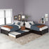 L Shaped Platform Bed With Trundle And Drawers Linked With Built In Desk