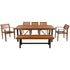 Acacia Wood Outdoor Dining Set with Ergonomic Seating - Seats 7-8