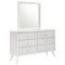 Dresser With Mirror, Angled Legs, Round Knobs - White
