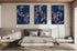 Dark Blue Foliage Pattern Set of 3 Prints Modern Wall Art Modern Artwork