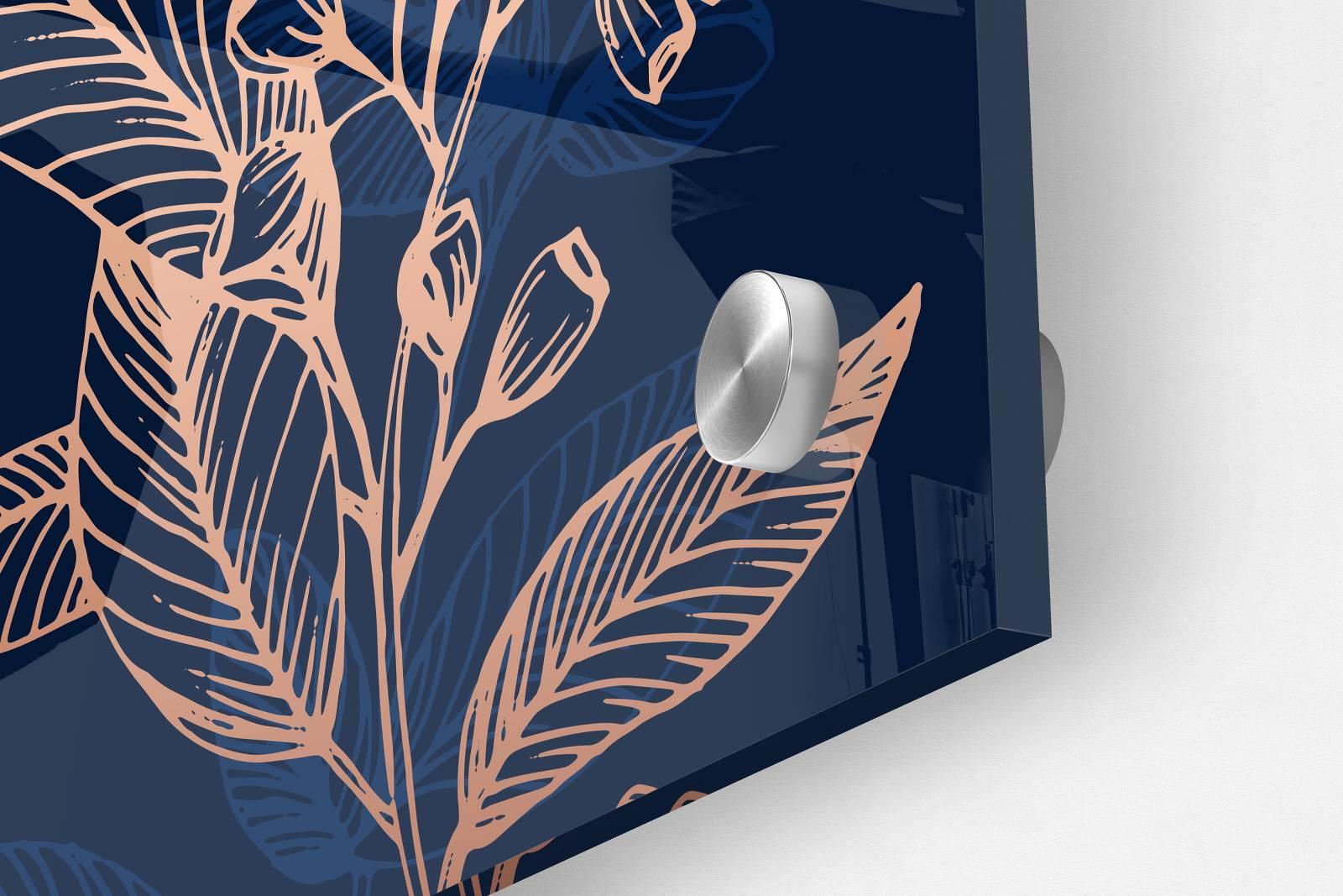 Dark Blue Foliage Pattern Set of 3 Prints Modern Wall Art Modern Artwork