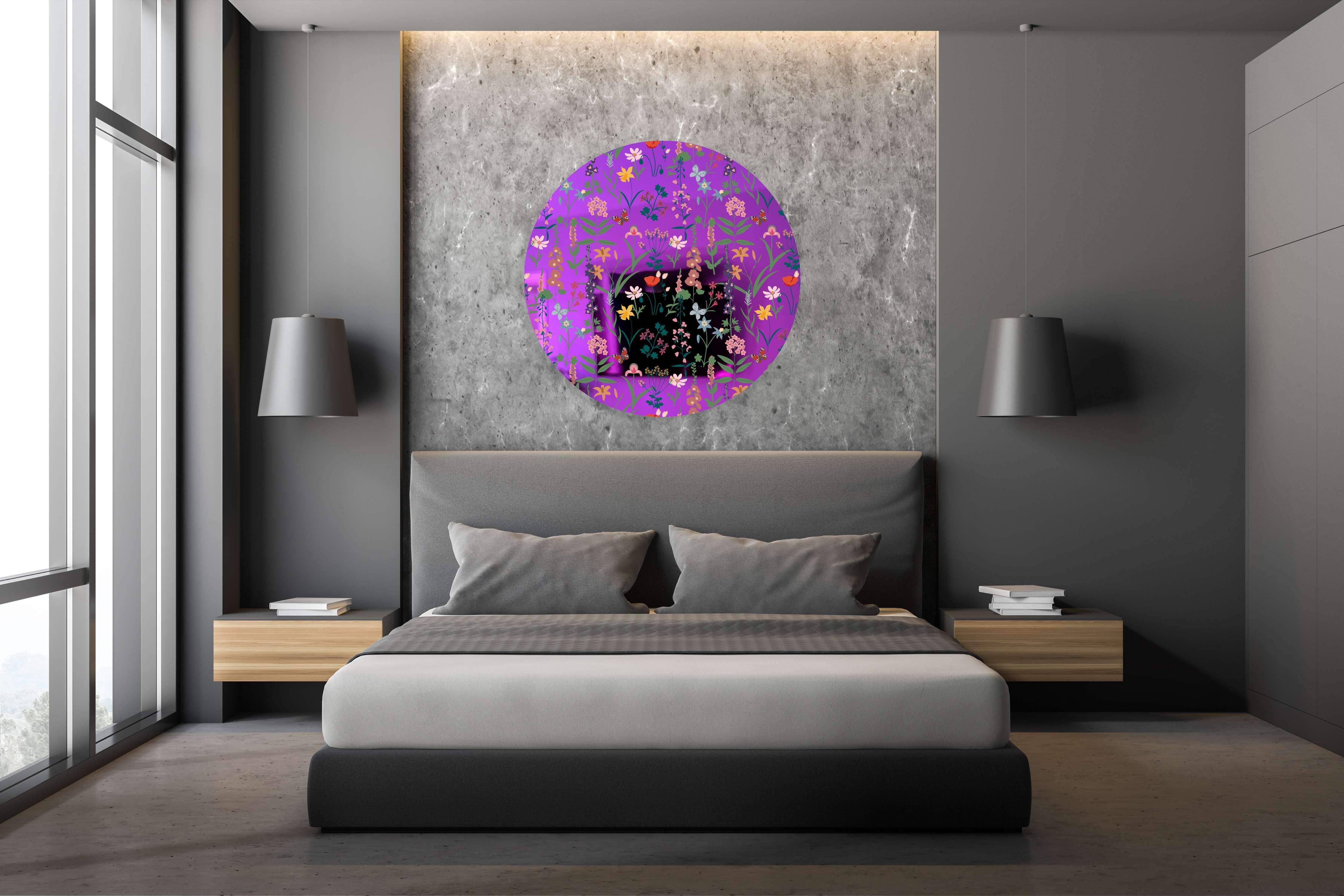 Dark Fields Flowers Printed Mirror Acrylic Circles