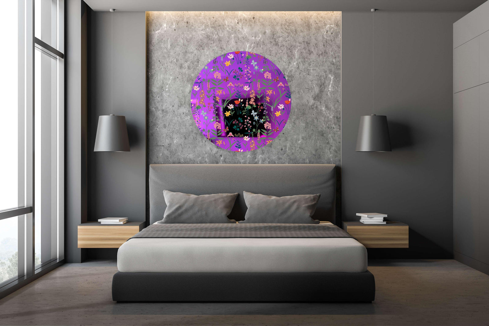 Dark Fields Flowers Printed Mirror Acrylic Circles
