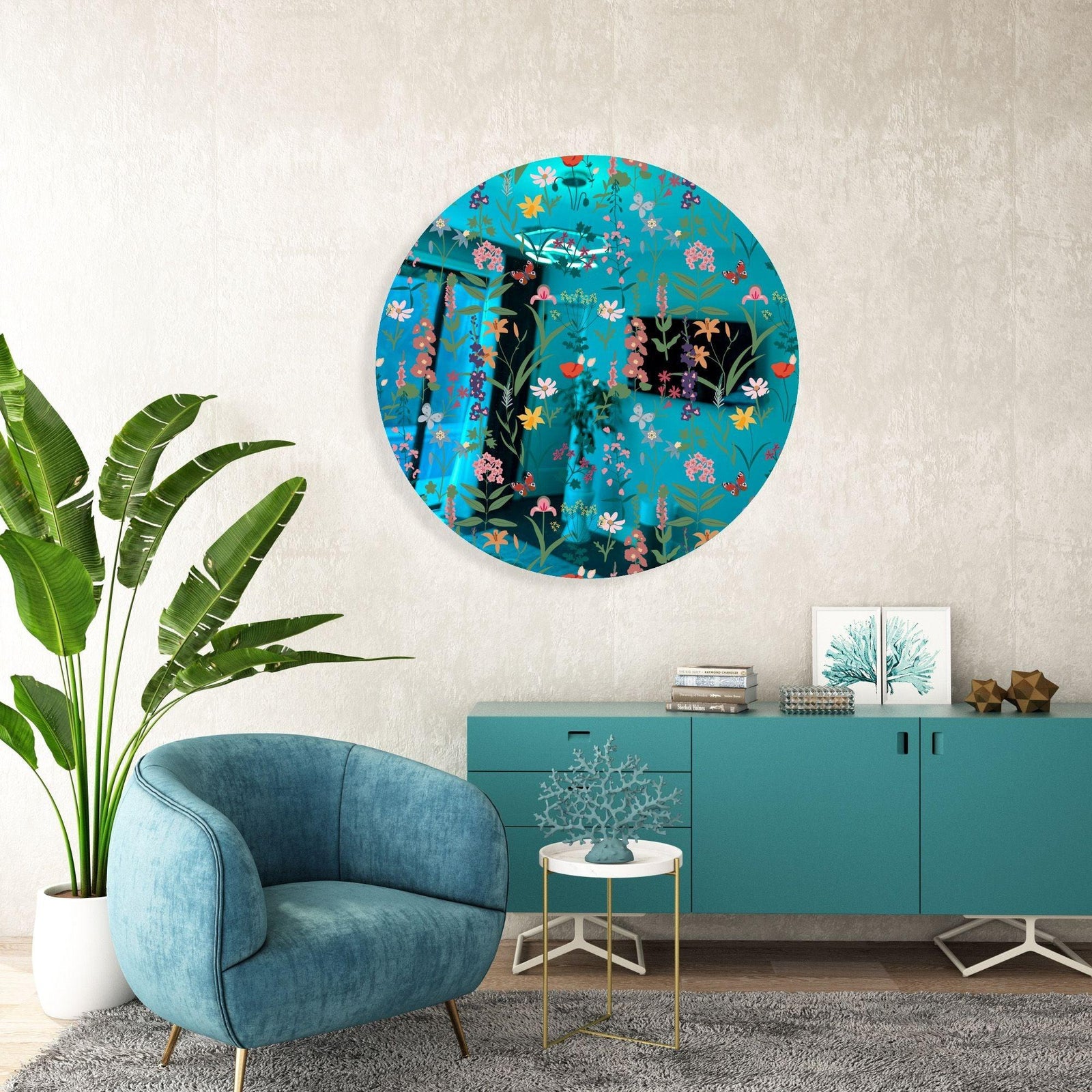 Dark Fields Flowers Printed Mirror Acrylic Circles