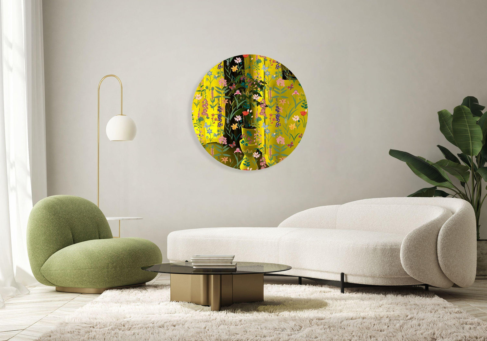 Dark Fields Flowers Printed Mirror Acrylic Circles