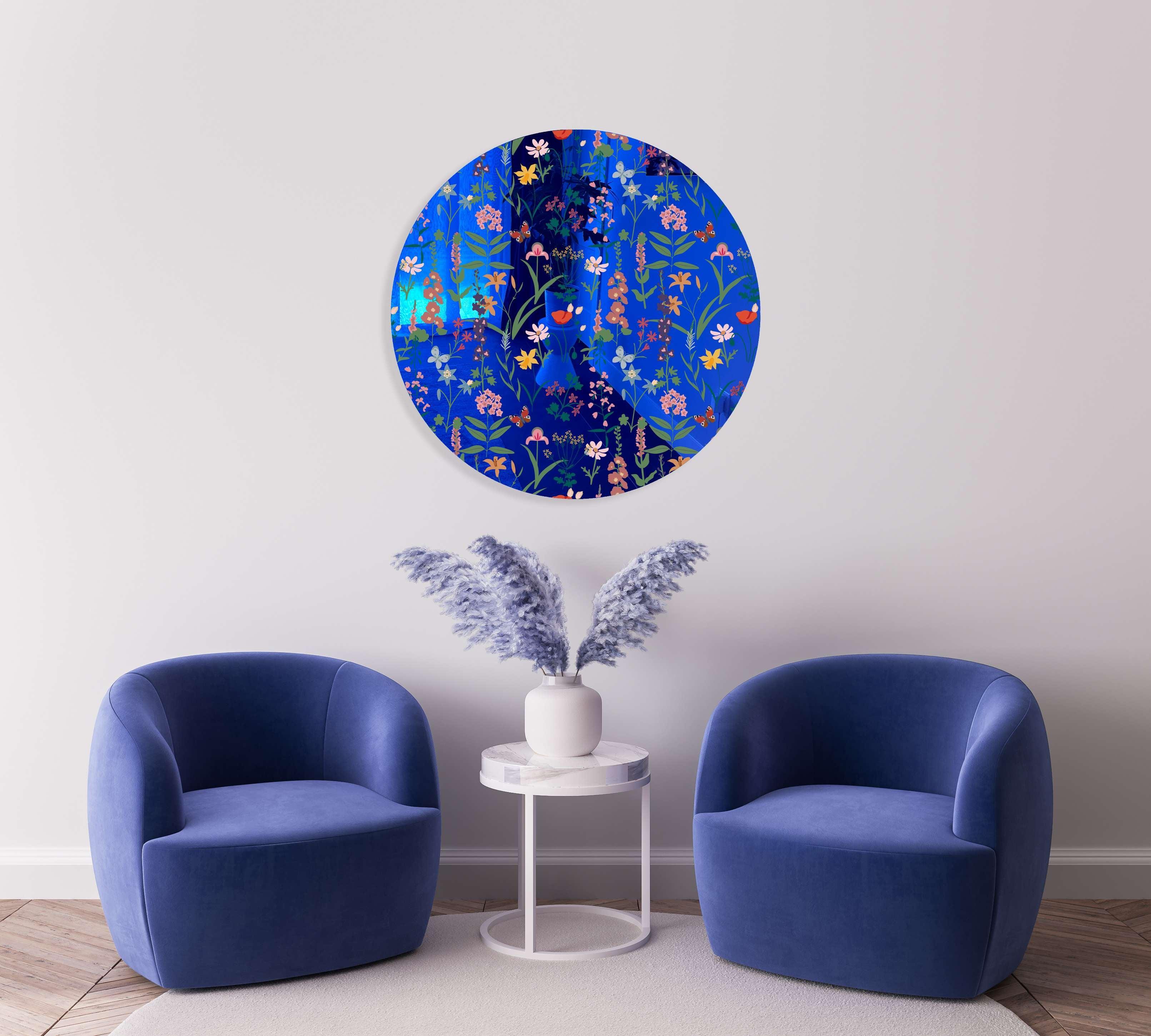 Dark Fields Flowers Printed Mirror Acrylic Circles
