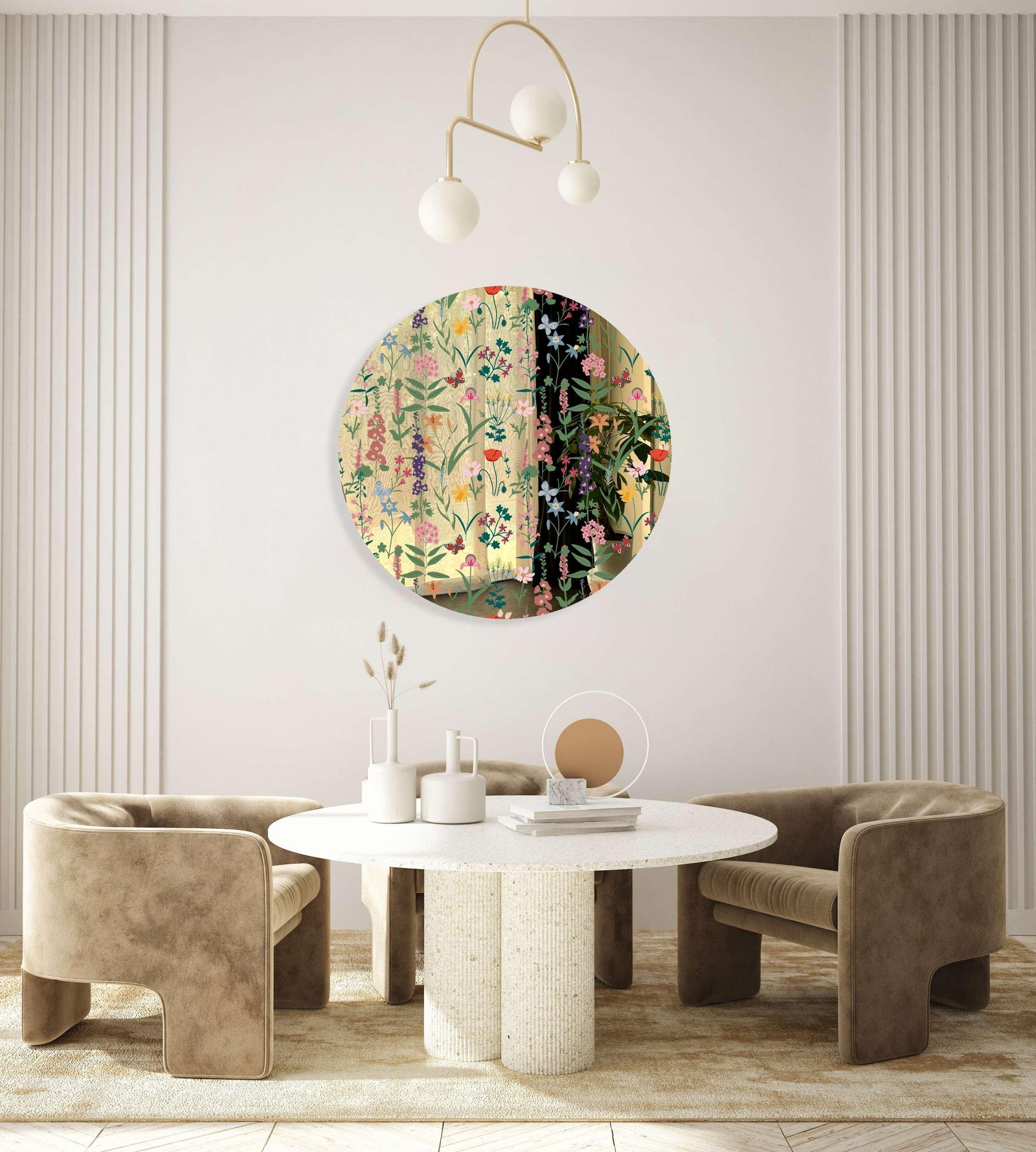 Dark Fields Flowers Printed Mirror Acrylic Circles