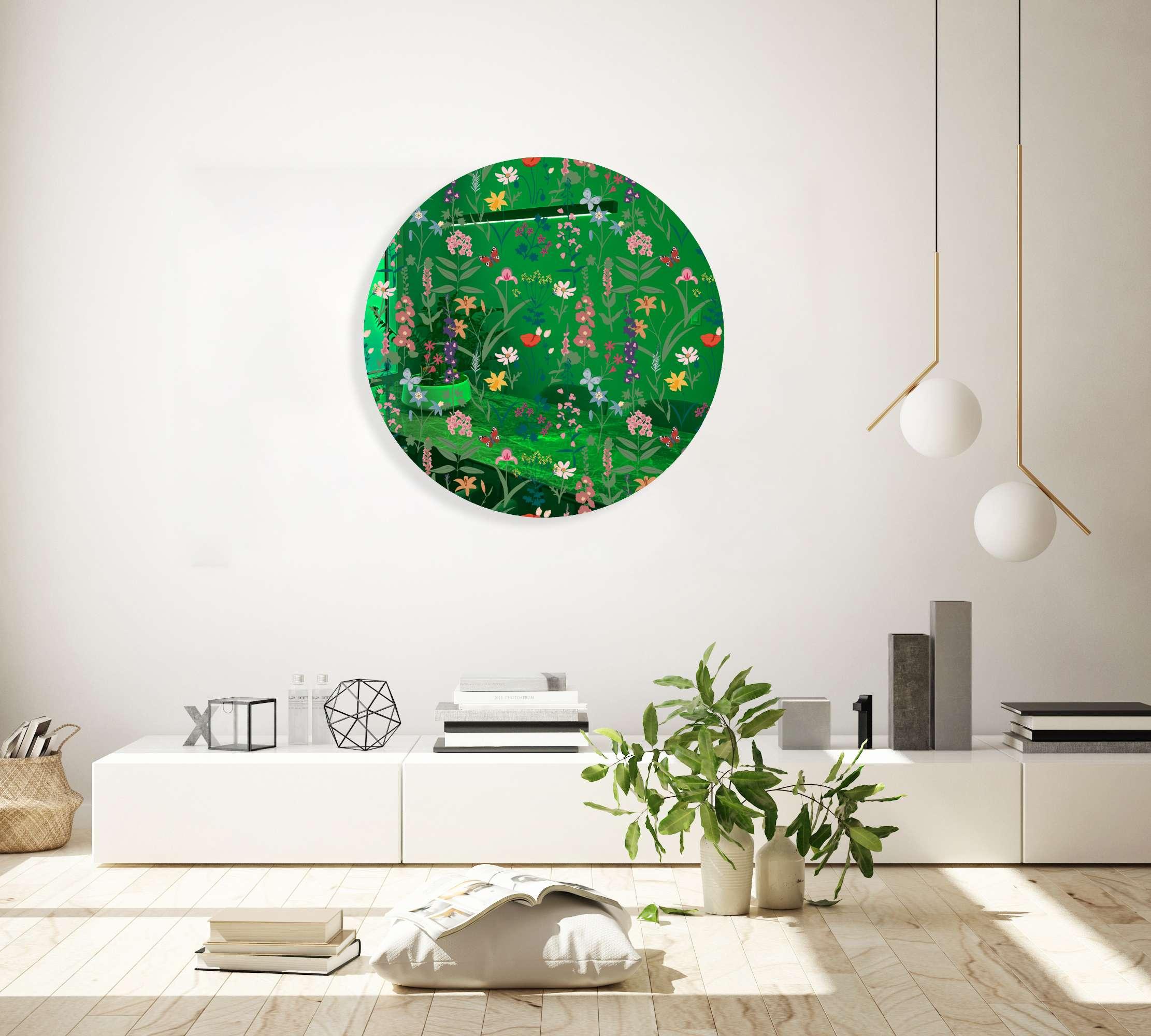 Dark Fields Flowers Printed Mirror Acrylic Circles