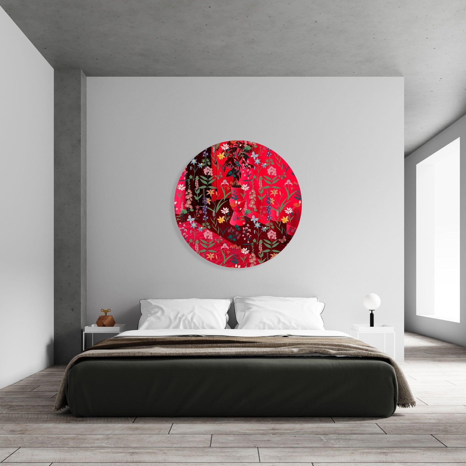 Dark Fields Flowers Printed Mirror Acrylic Circles