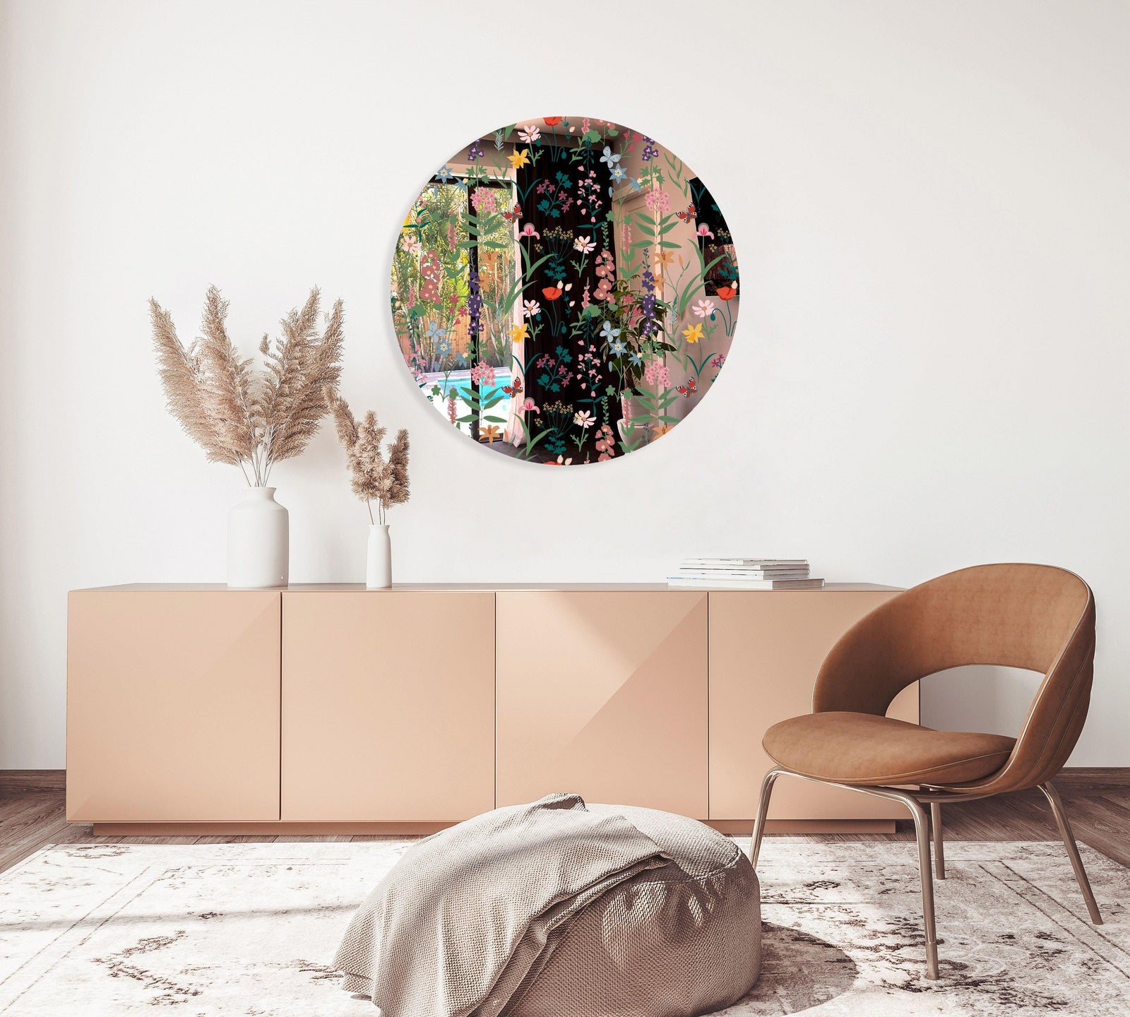 Dark Fields Flowers Printed Mirror Acrylic Circles