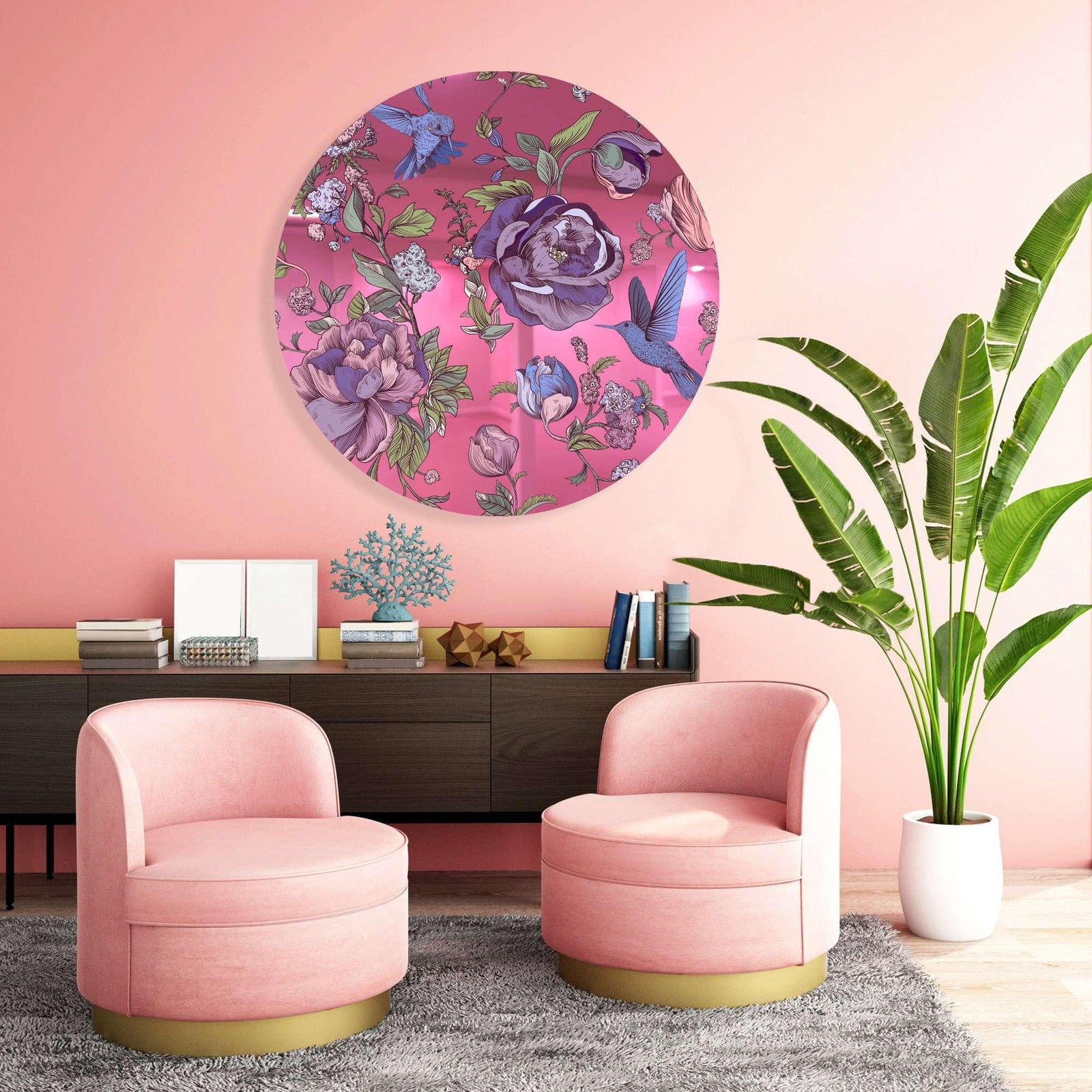 Dark Flowers Printed Mirror Acrylic Circles