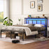 Bed Frame With Storage Headboard With USB C, Type C And LED Light