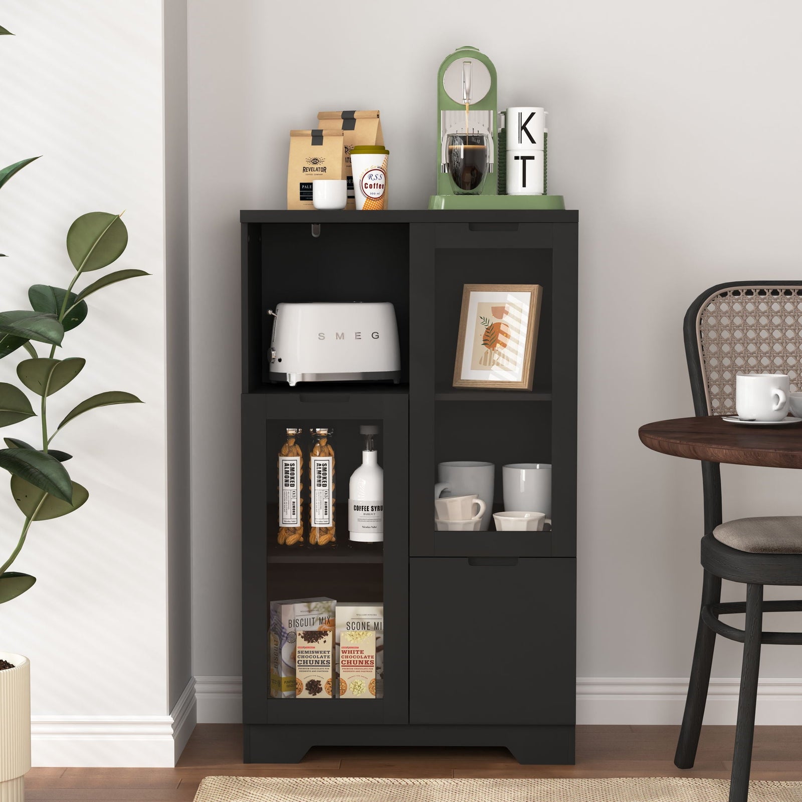 Modern Cabinet With Glass Doors And Drawer