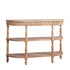Handcrafted Console Table With Hand Woven Trim, 3 Tier Storage Shelves - Natural