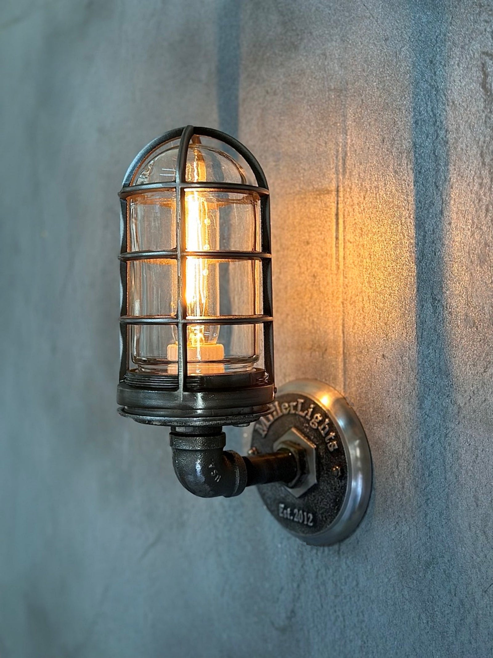 Upward Retro Wall Sconce - Industrial Cage Light - The Harold