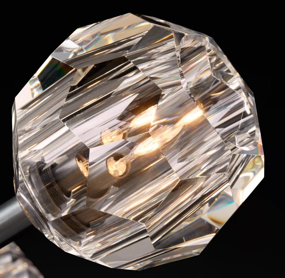 19 Lights - Boule De Cristal Round Clustre LED Cut Smoke Crystal Ceiling Chandelier