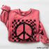 Checkered Peace Sign Sweatshirt *7 Colors (S-3X)