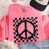 Checkered Peace Sign Sweatshirt *7 Colors (S-3X)