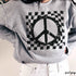 Checkered Peace Sign Sweatshirt *7 Colors (S-3X)