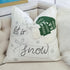 Let It Snow Christmas Throw Pillow with Embroidered Knit Hat - White/Green