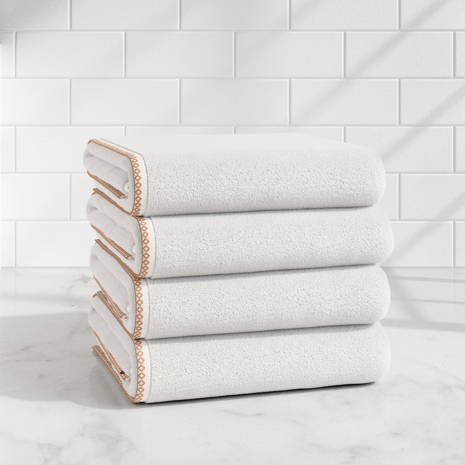 Cotton Border-Stitched 6-Piece Towel Set - Valery Collection