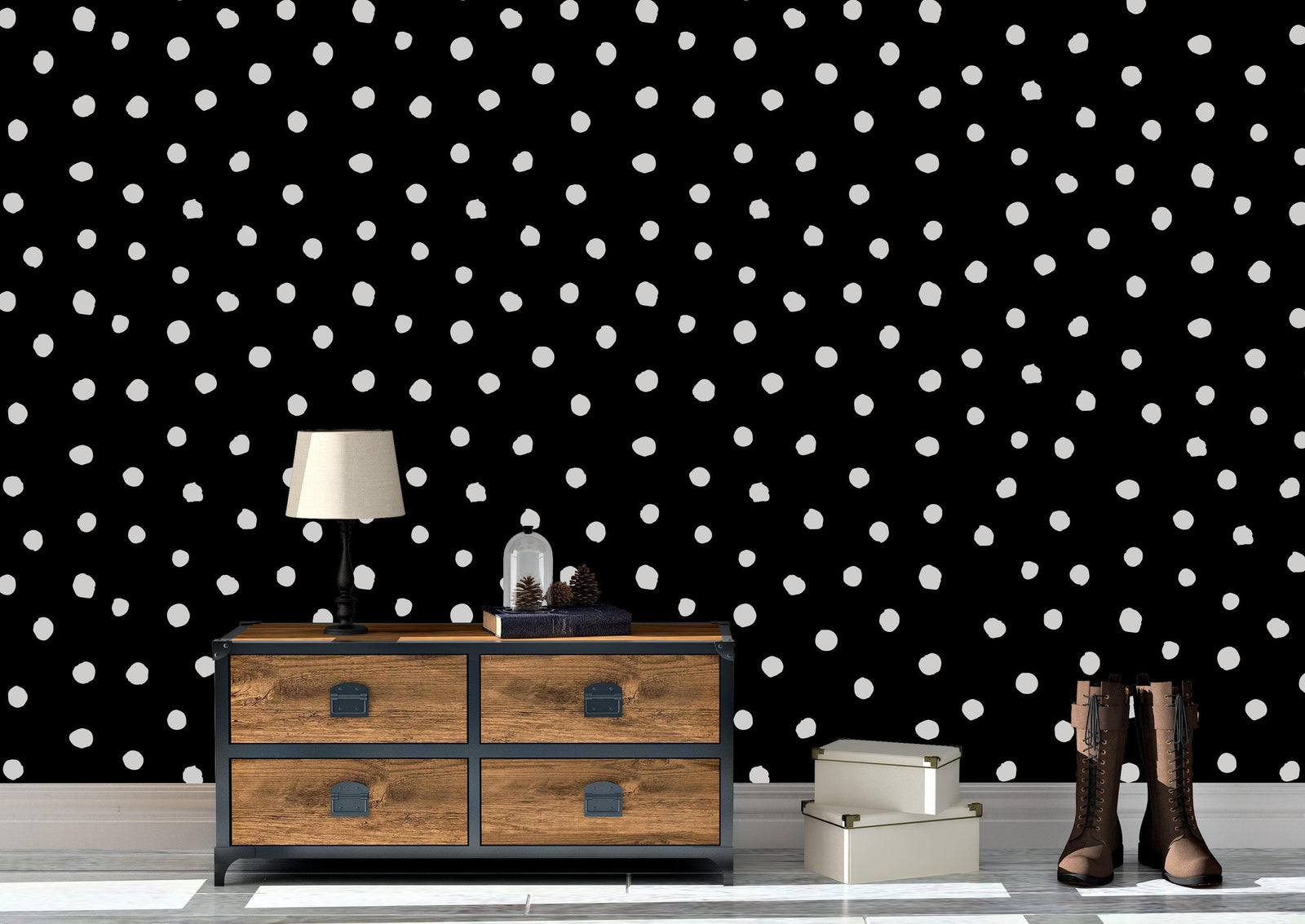 Circle Polka Dots Pattern Peel and Stick Wallpaper | Removable Wall Mural #6206