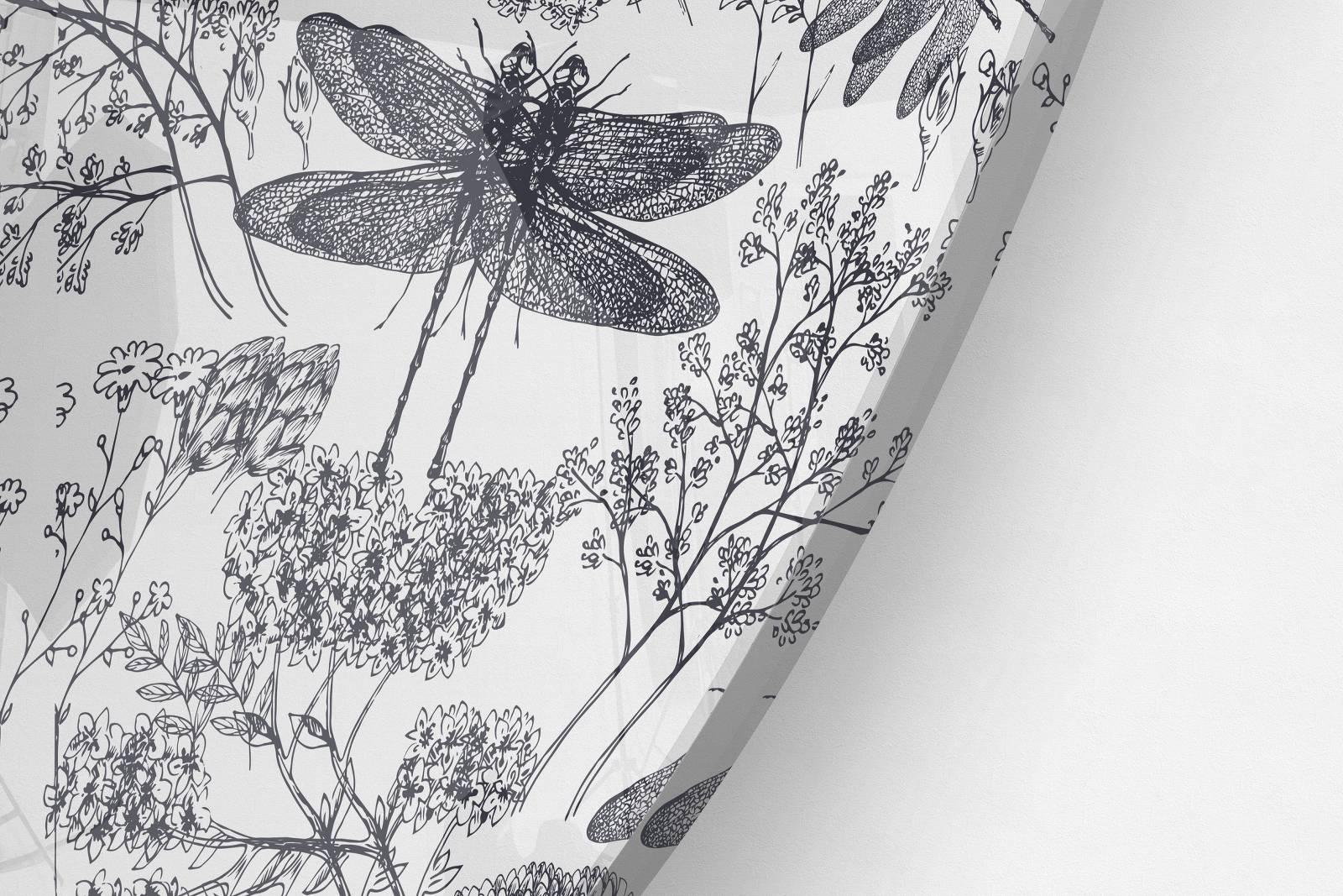 Dragonfly Printed Transparent Acrylic Circle