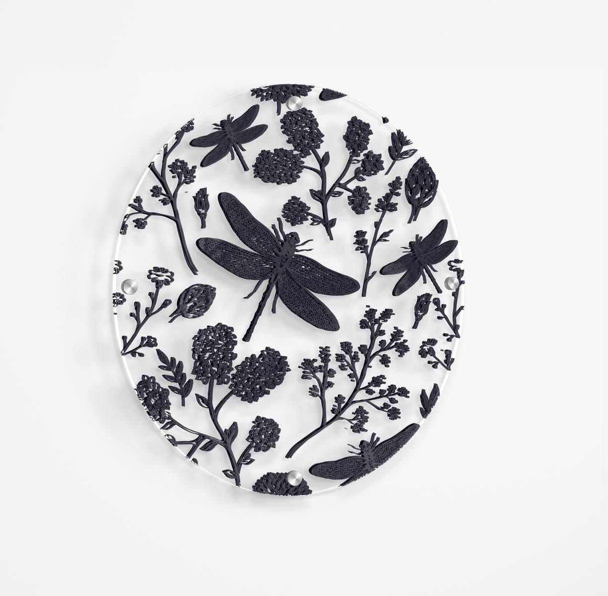 Dragonfly Printed Transparent Acrylic Circle