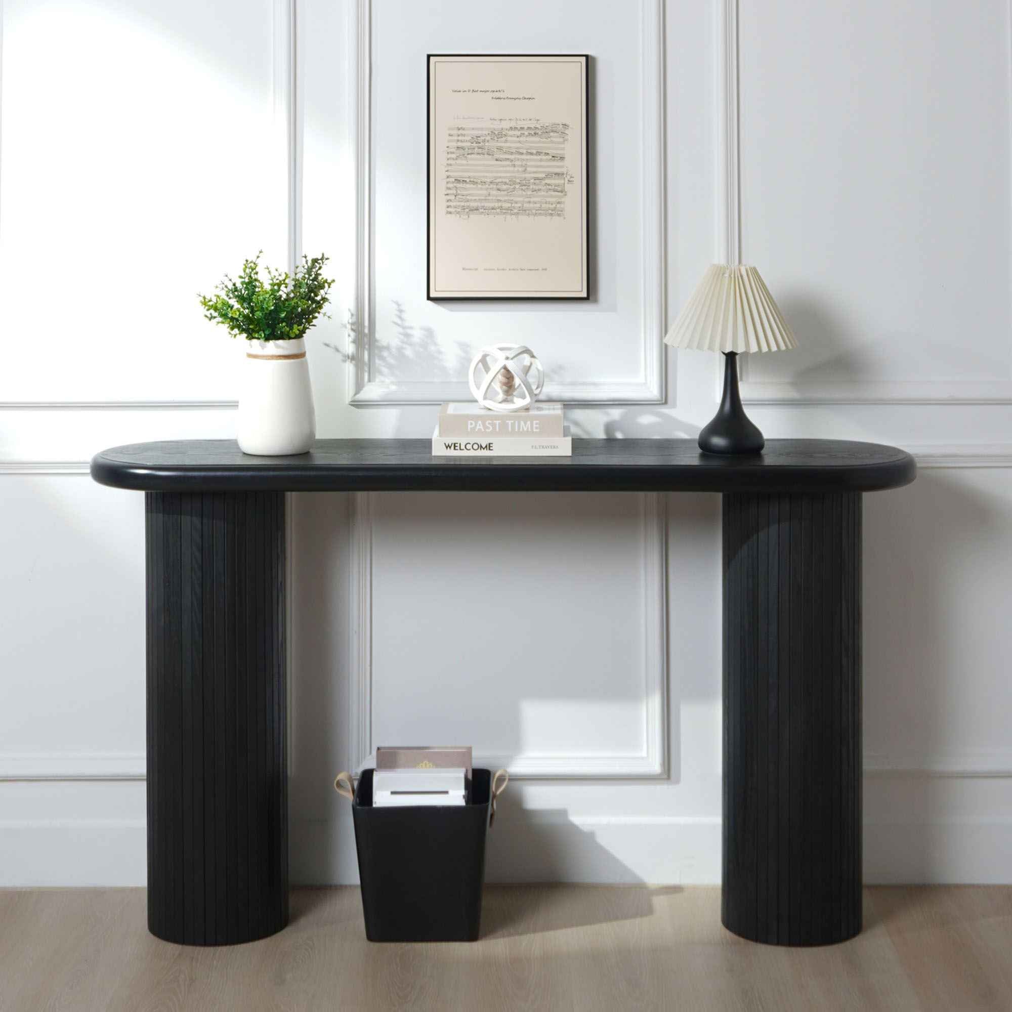 Fluted Cylinder Console Table - Black