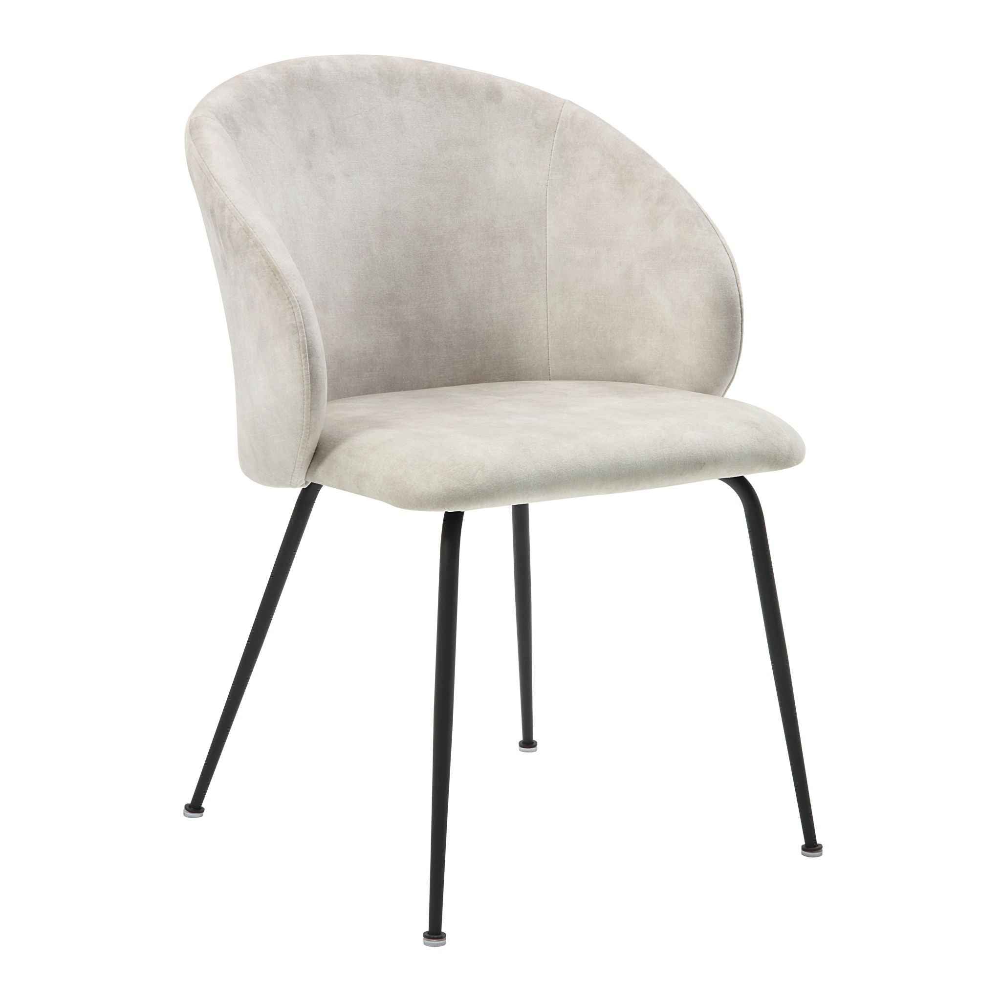 Velvet Upholstery Side Chairs 2 Piece Set With Metal Legs Modern Home Furniture - Beige