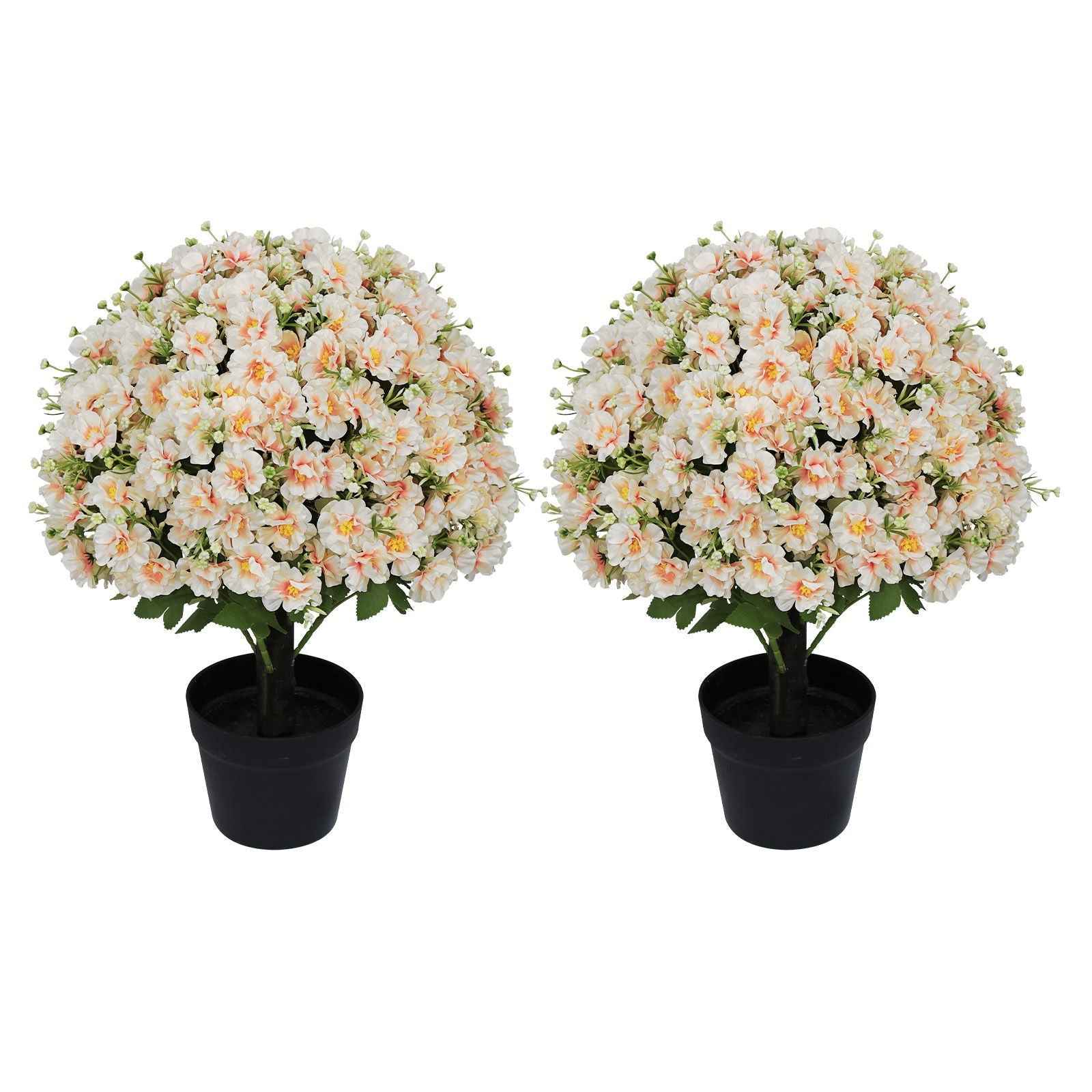 Artificial Snow Lotus Potted Plant, Artificial Floral Decor For Indoor & Outdoor Spaces - White / Pink