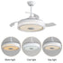 Invisible Ceiling Fan With Remote Control And 36W LED Light, 120V DC Motor, 3 Blades - White