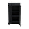 Bar Cart With Glass Door, 2 Side Shelves And Casters - Black