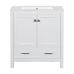Bathroom Vanity With Single Sink, Combo Cabinet Undermount Sink, Bathroom Storage Cabinet With Two Doors And A Drawer, Soft Closing, Multifunctional Storage, Solid Wood Frame