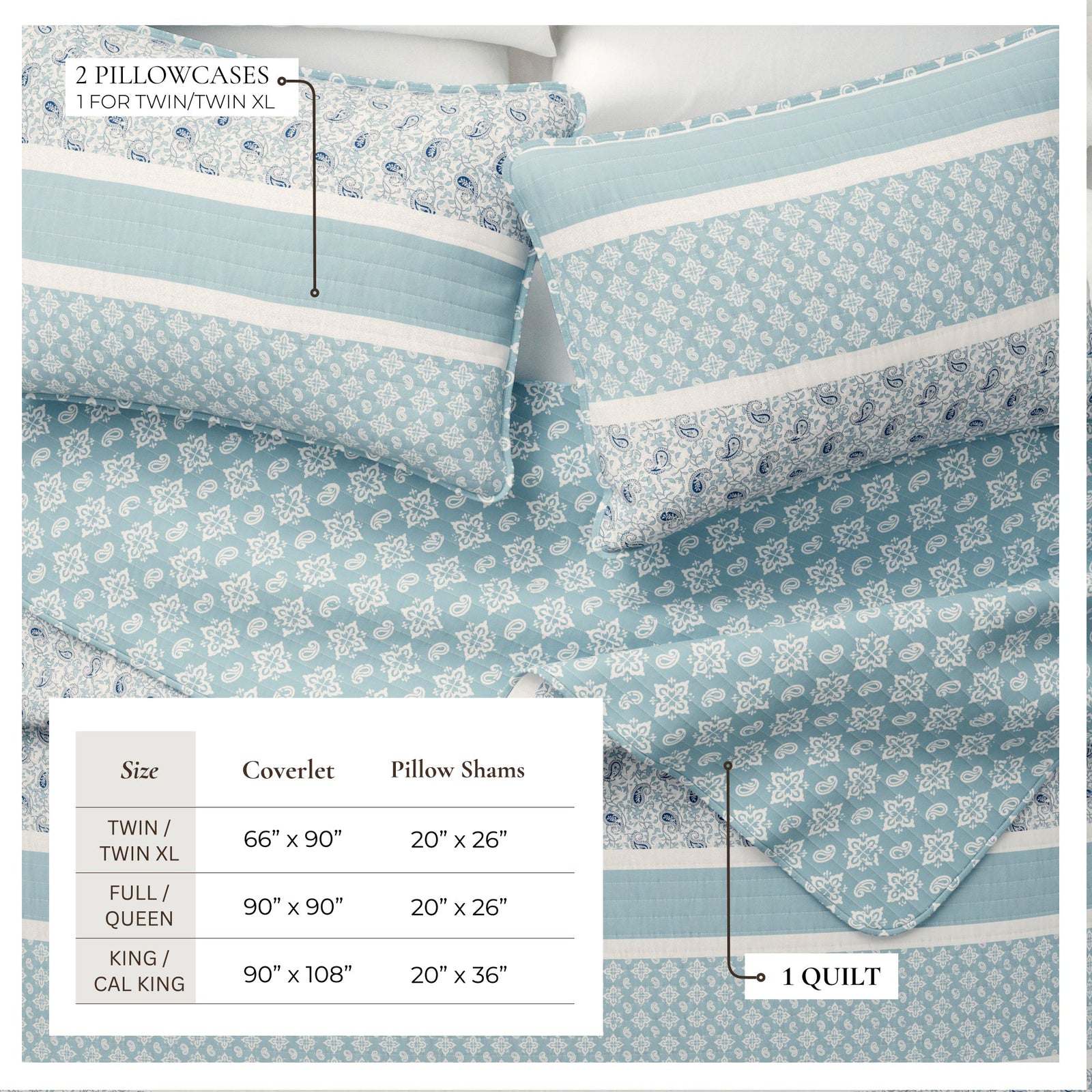 3-Piece Stripe Quilt - Kadi Collection