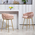 Counter Height Bar Stools Kitchen Island Counter Bar Stool With Hand - Wave Back, Golden Chromed Base And Footrest (Set of 2) - Pink