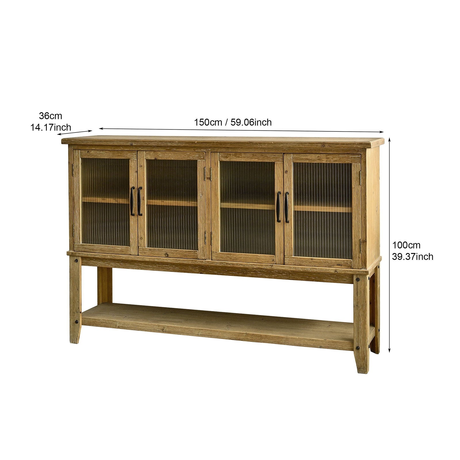 Rectangle Accent Sideboard Cabinet With Storage Shelf, Cabinet For Kitchen - Natural Wood