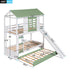 Twin Over Twin House Bunk Bed With Convertible Slide And Trundle - White