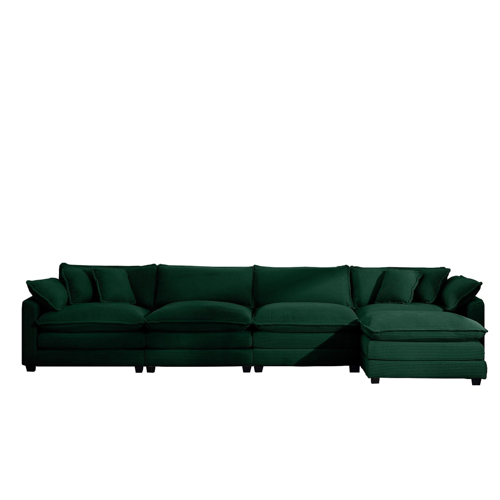 Modern Oversized Modular Cushion Sofa With Ottoman, Low Back, Deep Seating Sofa Set