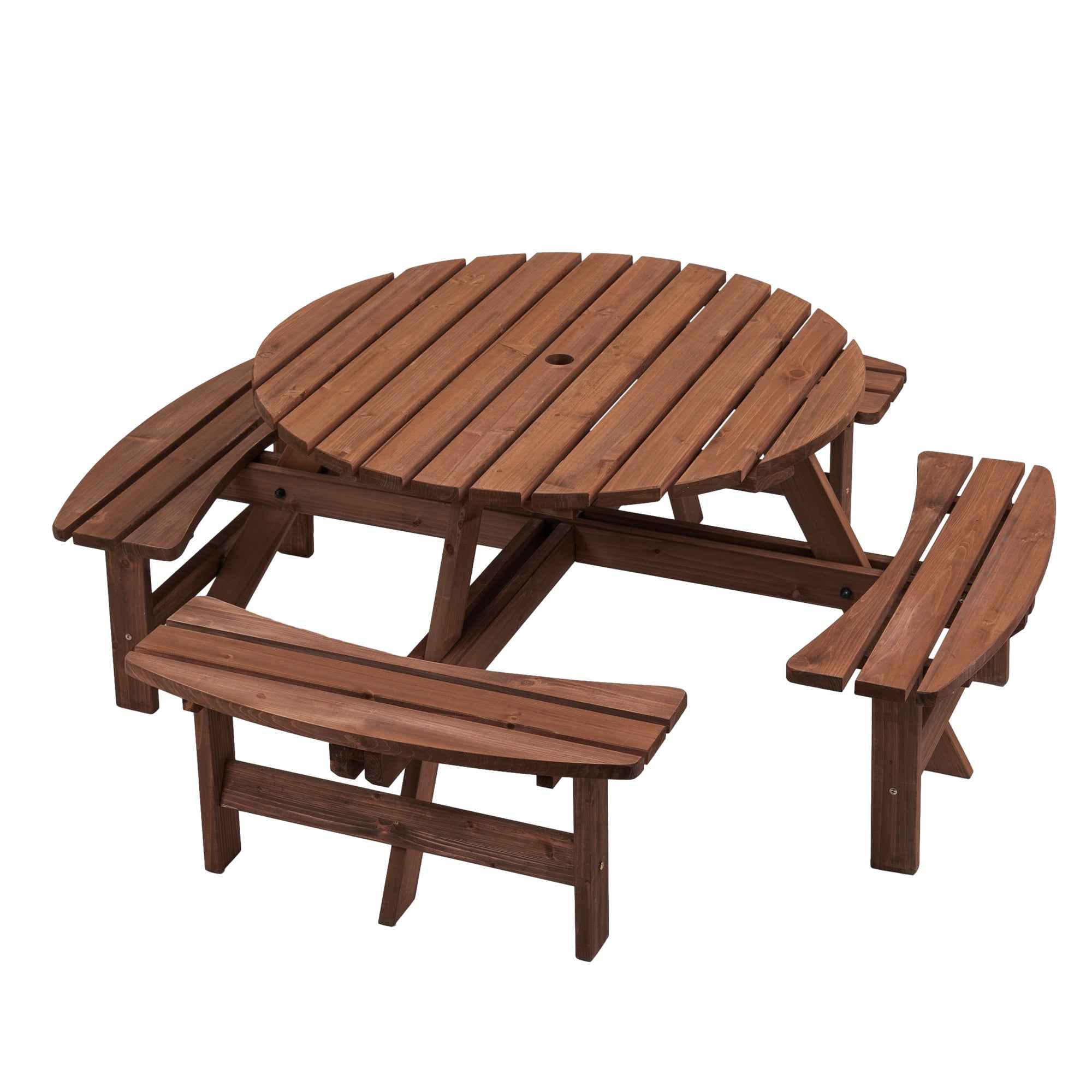 8 Person Wooden Picnic Table Outdoor Camping Dining Table with Seat